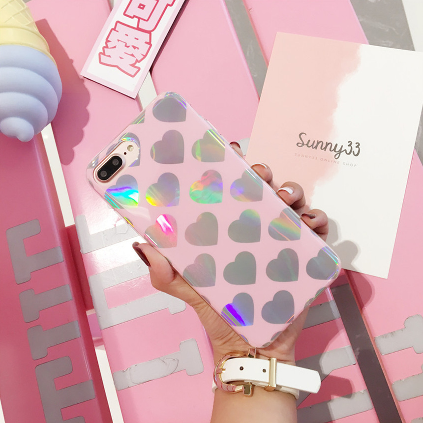 Heart Hologram Mirror iPhone X Case 8+ 7+ 6+ Clear