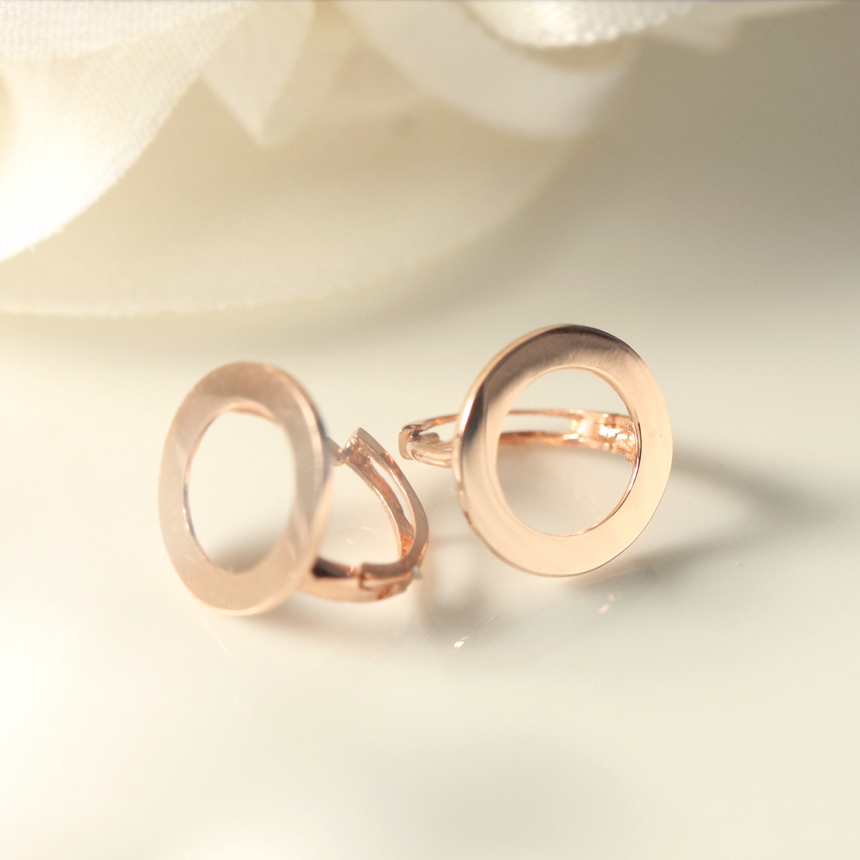 Rose Gold Round Earrings Celebrity Twenties Girl G
