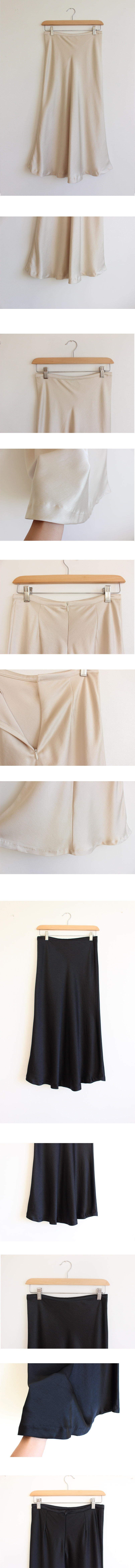 Silk satin long skirt natto special autumn coordin