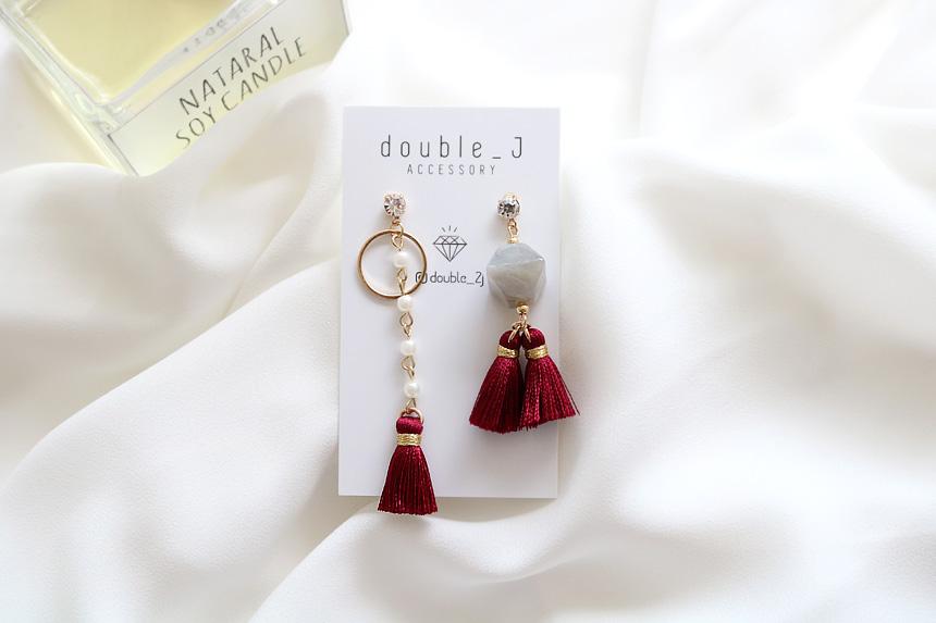 Gemstones Unbalanced Tassel Drop Earrings E568 Lov