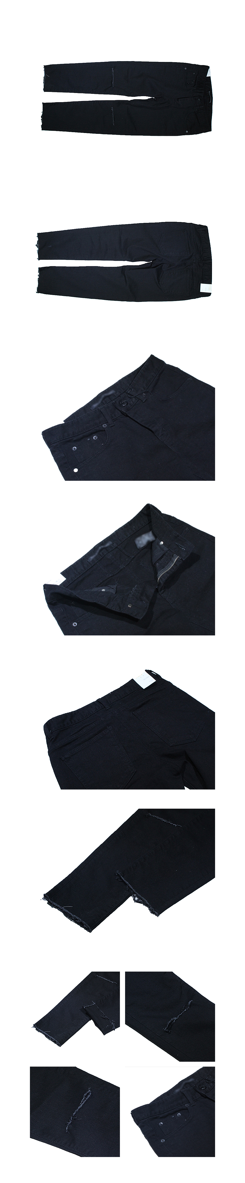 Korea Jeans Pants 1605 Man Torn Black Jean Size SM