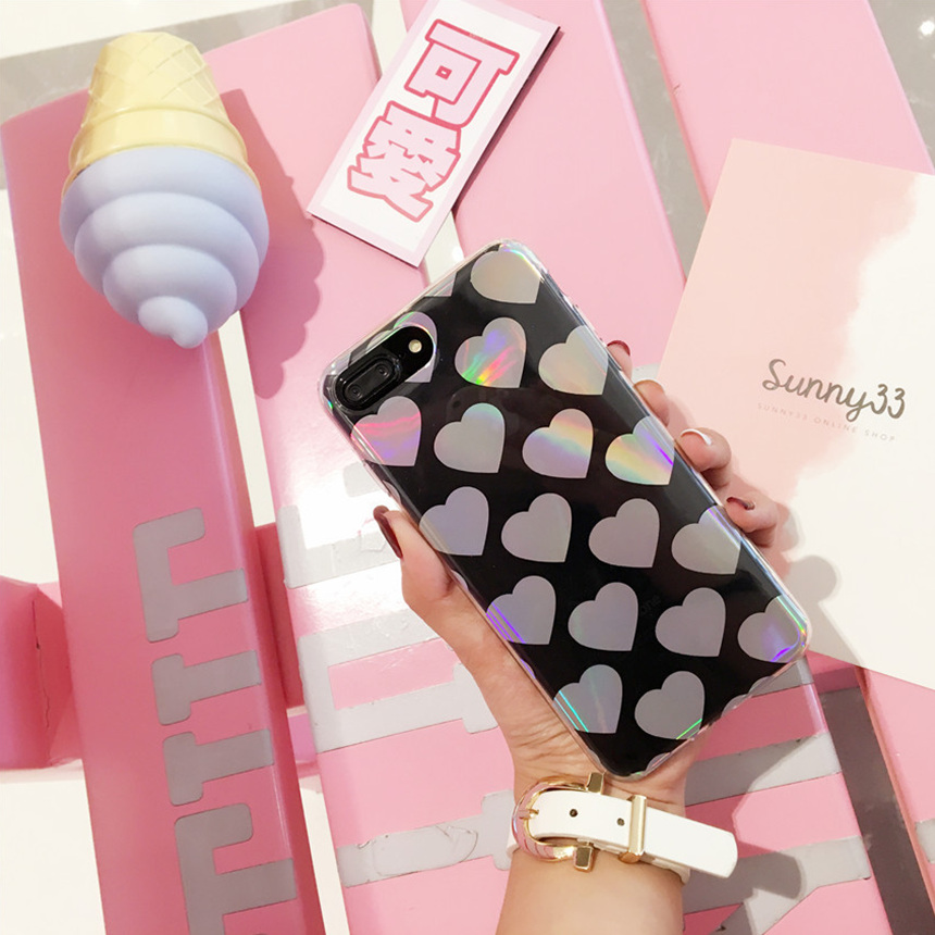 Heart Hologram Mirror iPhone X Case 8+ 7+ 6+ Clear