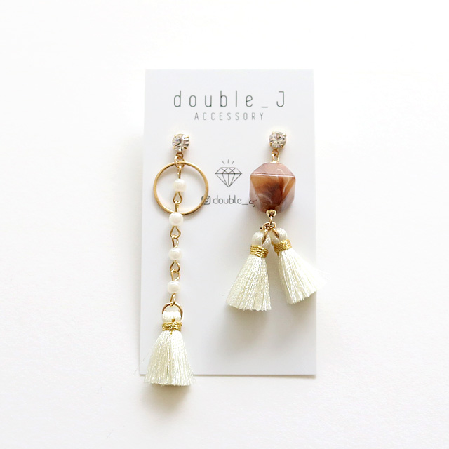 Gemstones Unbalanced Tassel Drop Earrings E568 Lov