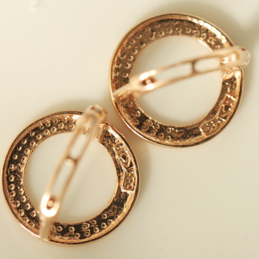 Rose Gold Round Earrings Celebrity Twenties Girl G