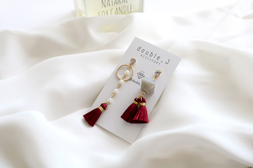 Gemstones Unbalanced Tassel Drop Earrings E568 Lov