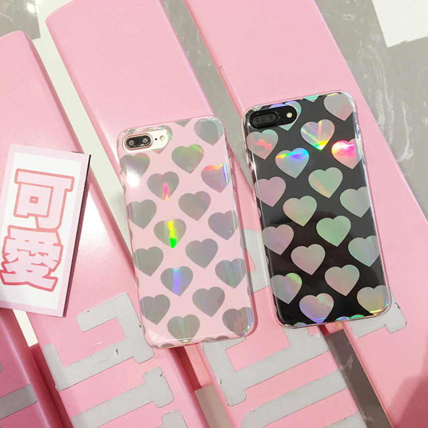 Heart Hologram Mirror iPhone X Case 8+ 7+ 6+ Clear