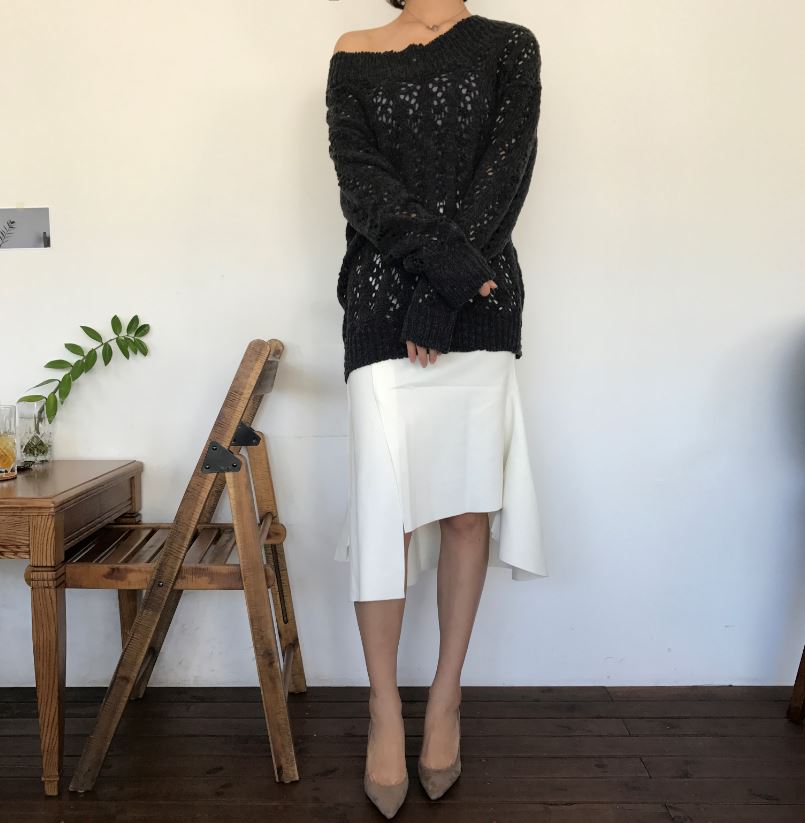 Cutting mermaid long skirt 3color unconventional g
