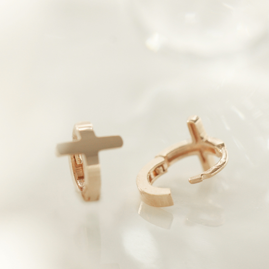 Silver charm One-touch rose gold earrings 14k Dail