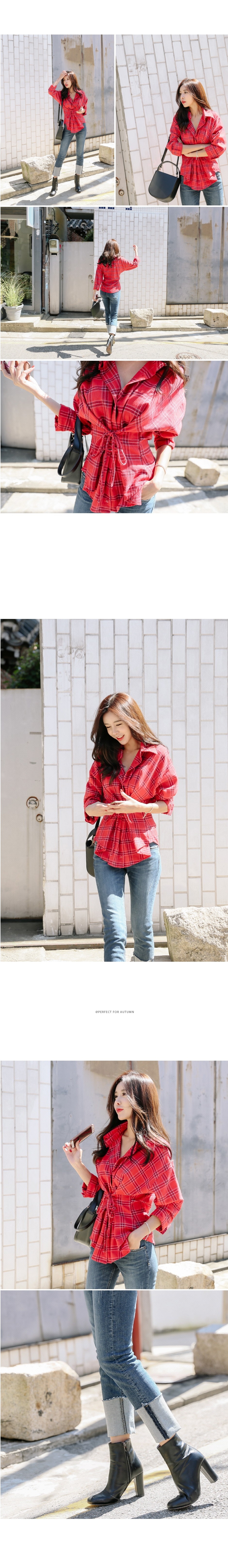 Corset Check Shirt Blouse 2color Southern Ladies T