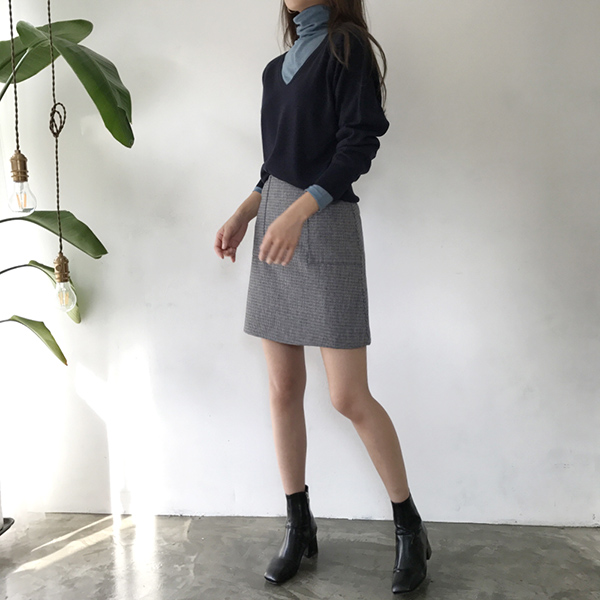 grow wool check pockets mini skirt cute and sporty