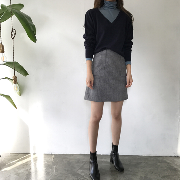 grow wool check pockets mini skirt cute and sporty