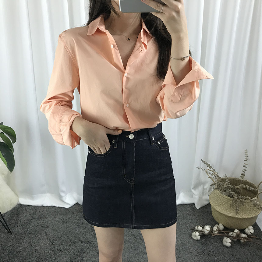 A-line denim mini skirt autumn basic