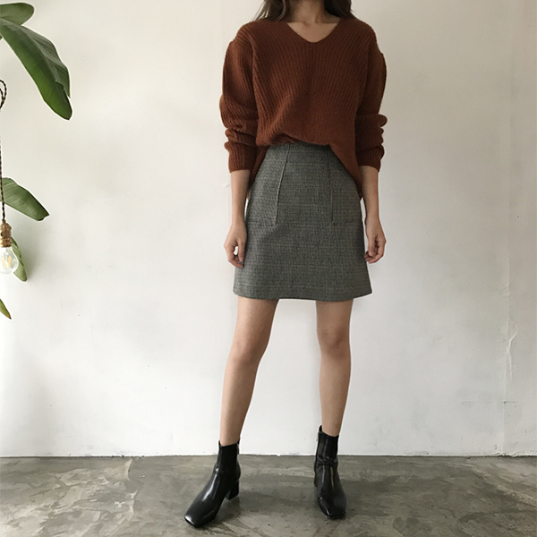 grow wool check pockets mini skirt cute and sporty