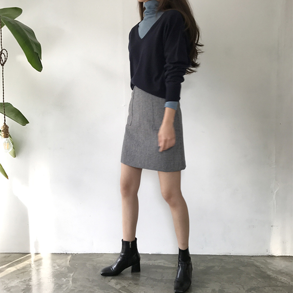 grow wool check pockets mini skirt cute and sporty