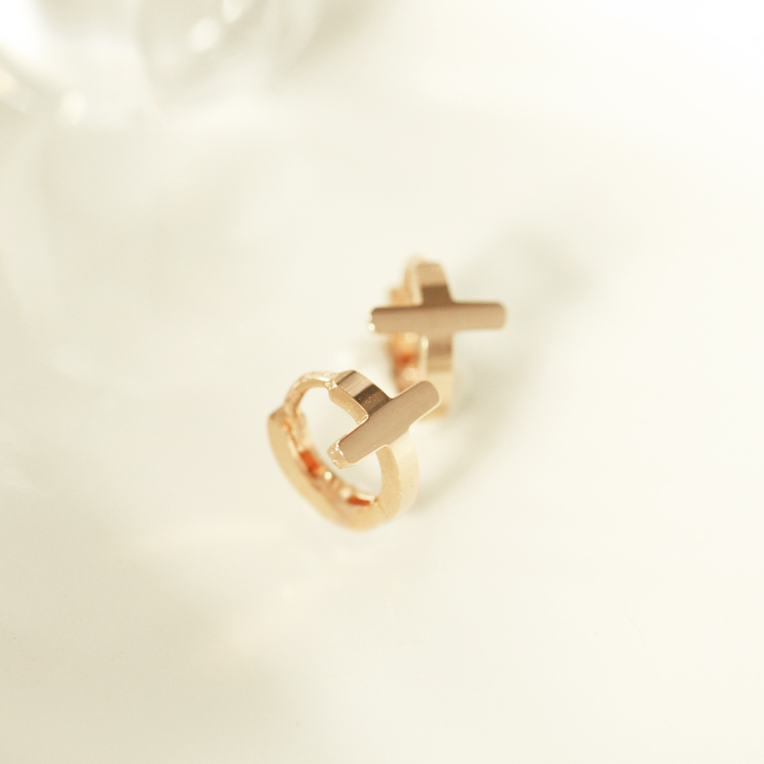 Silver charm One-touch rose gold earrings 14k Dail