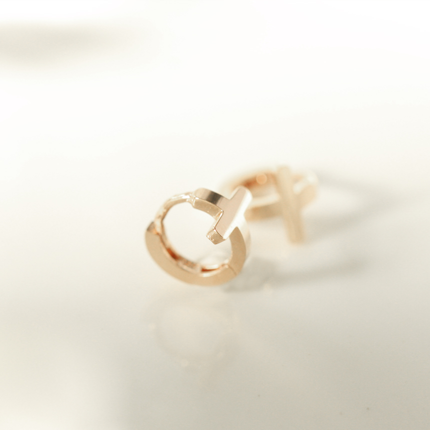 Silver charm One-touch rose gold earrings 14k Dail