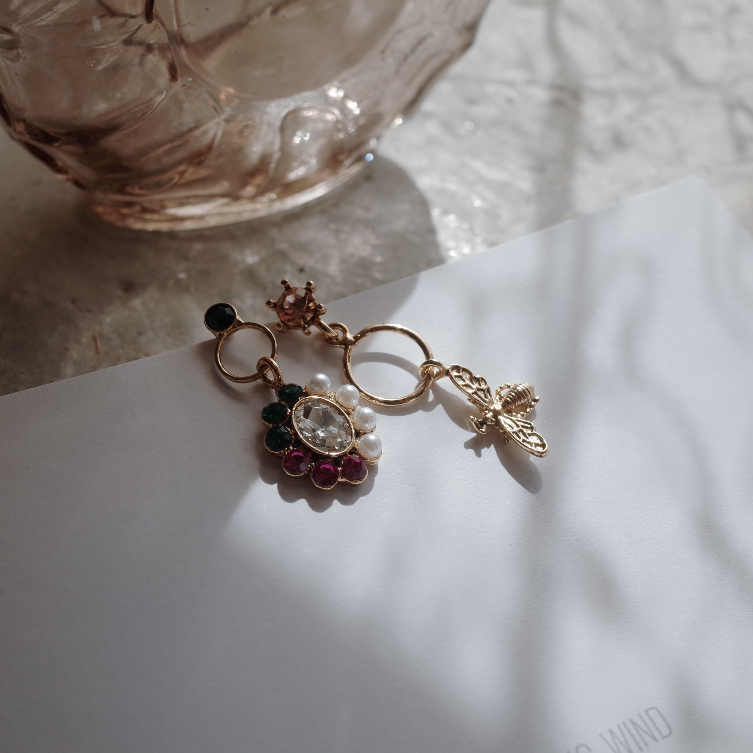 BEE bee flower petite drop earrings handmade styli