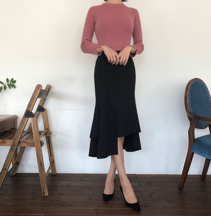 Cutting mermaid long skirt 3color unconventional g