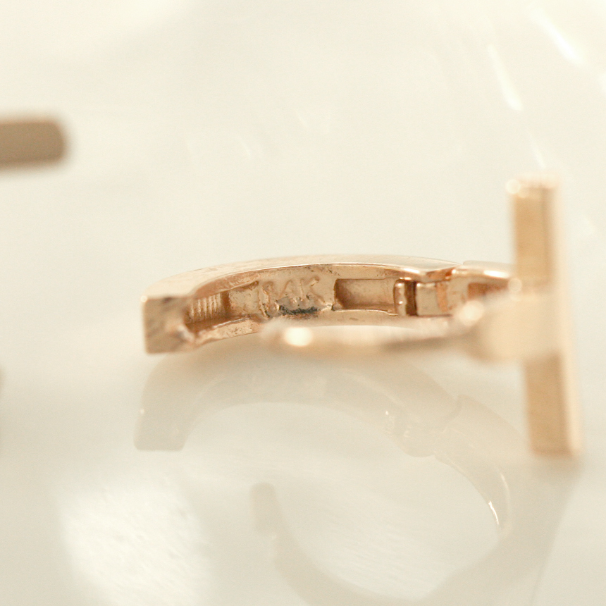 Silver charm One-touch rose gold earrings 14k Dail