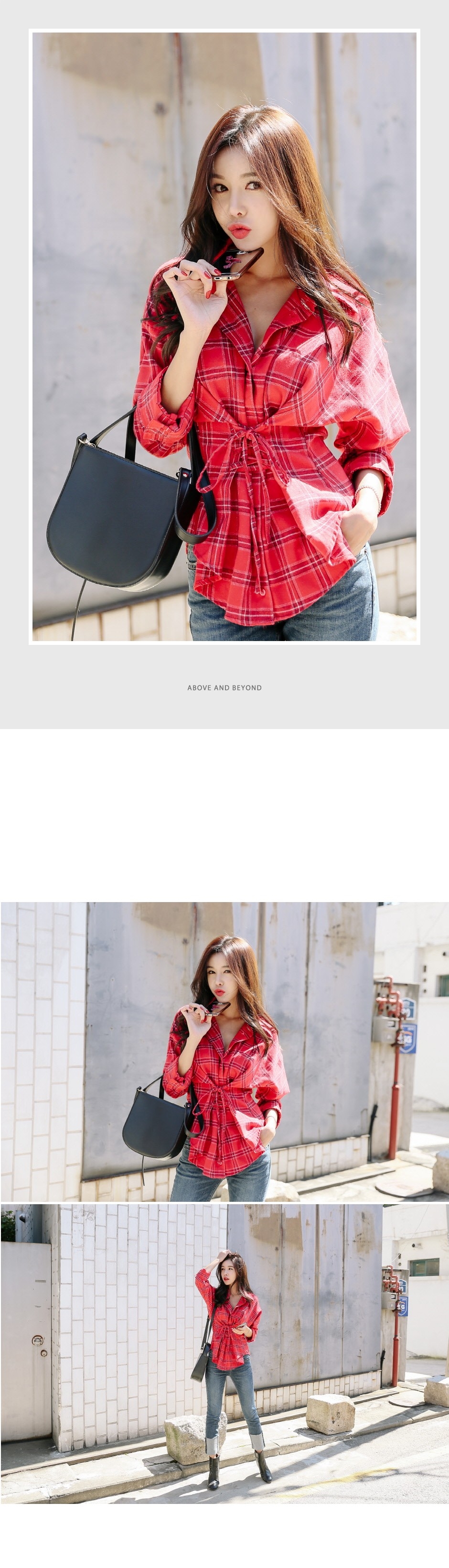 Corset Check Shirt Blouse 2color Southern Ladies T