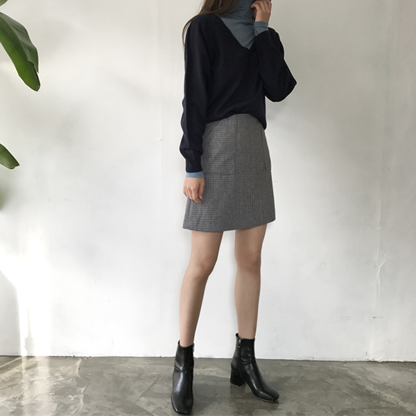 grow wool check pockets mini skirt cute and sporty