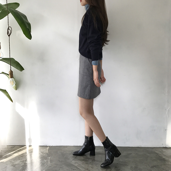 grow wool check pockets mini skirt cute and sporty