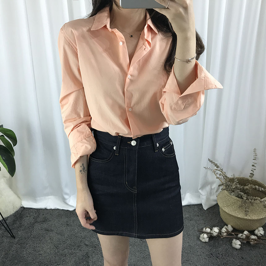 A-line denim mini skirt autumn basic