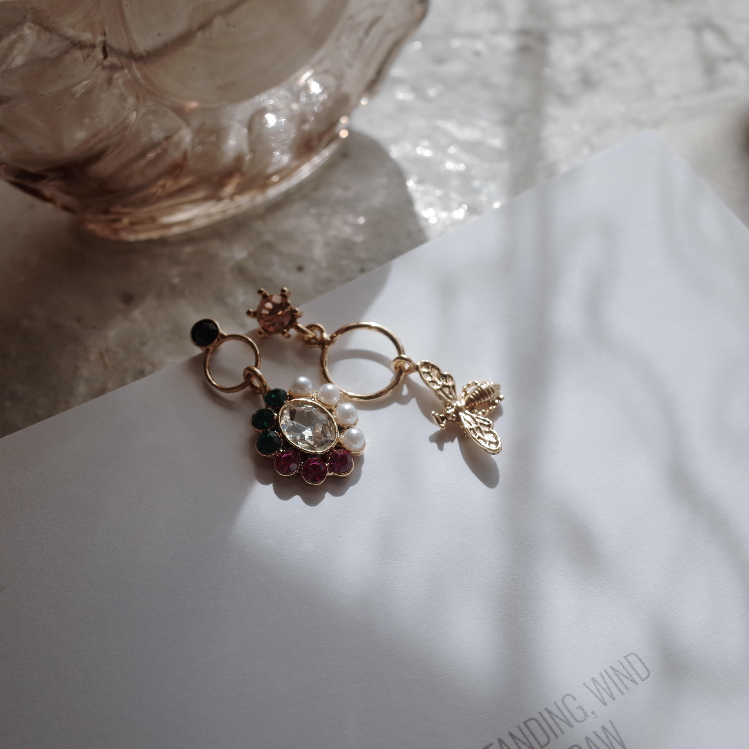 BEE bee flower petite drop earrings handmade styli