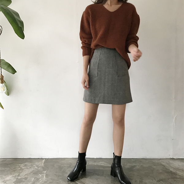 grow wool check pockets mini skirt cute and sporty