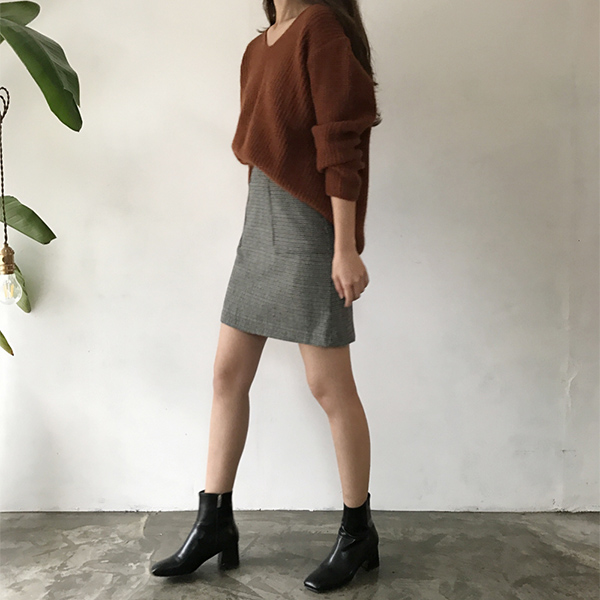 grow wool check pockets mini skirt cute and sporty