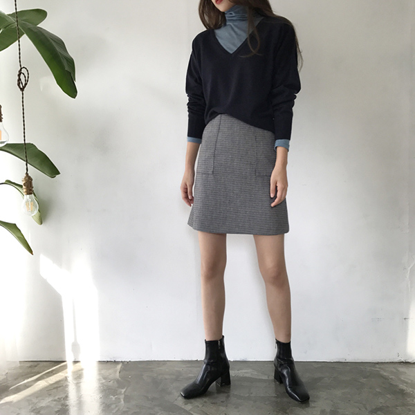 grow wool check pockets mini skirt cute and sporty
