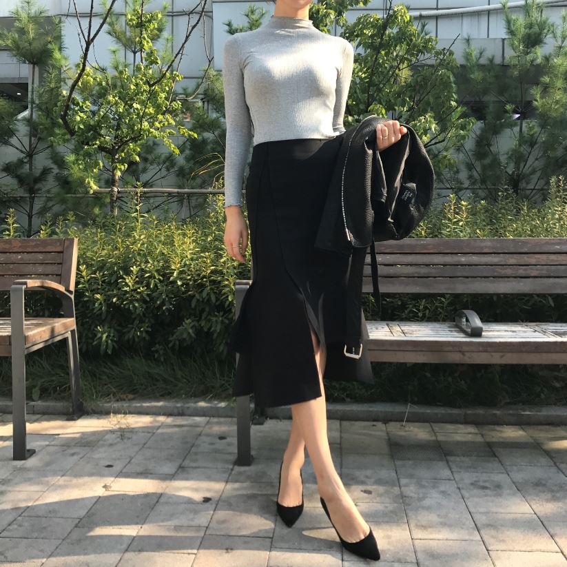 Cutting mermaid long skirt 3color unconventional g