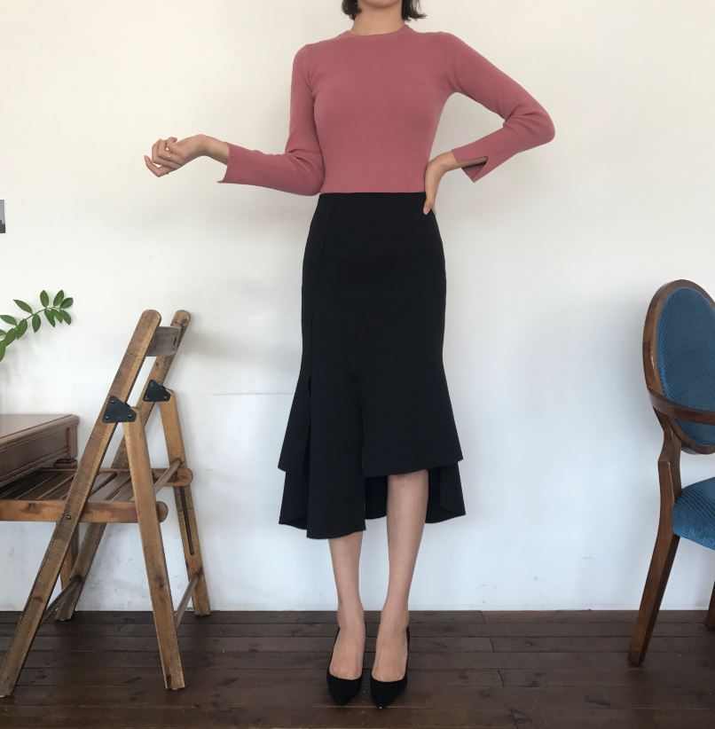 Cutting mermaid long skirt 3color unconventional g