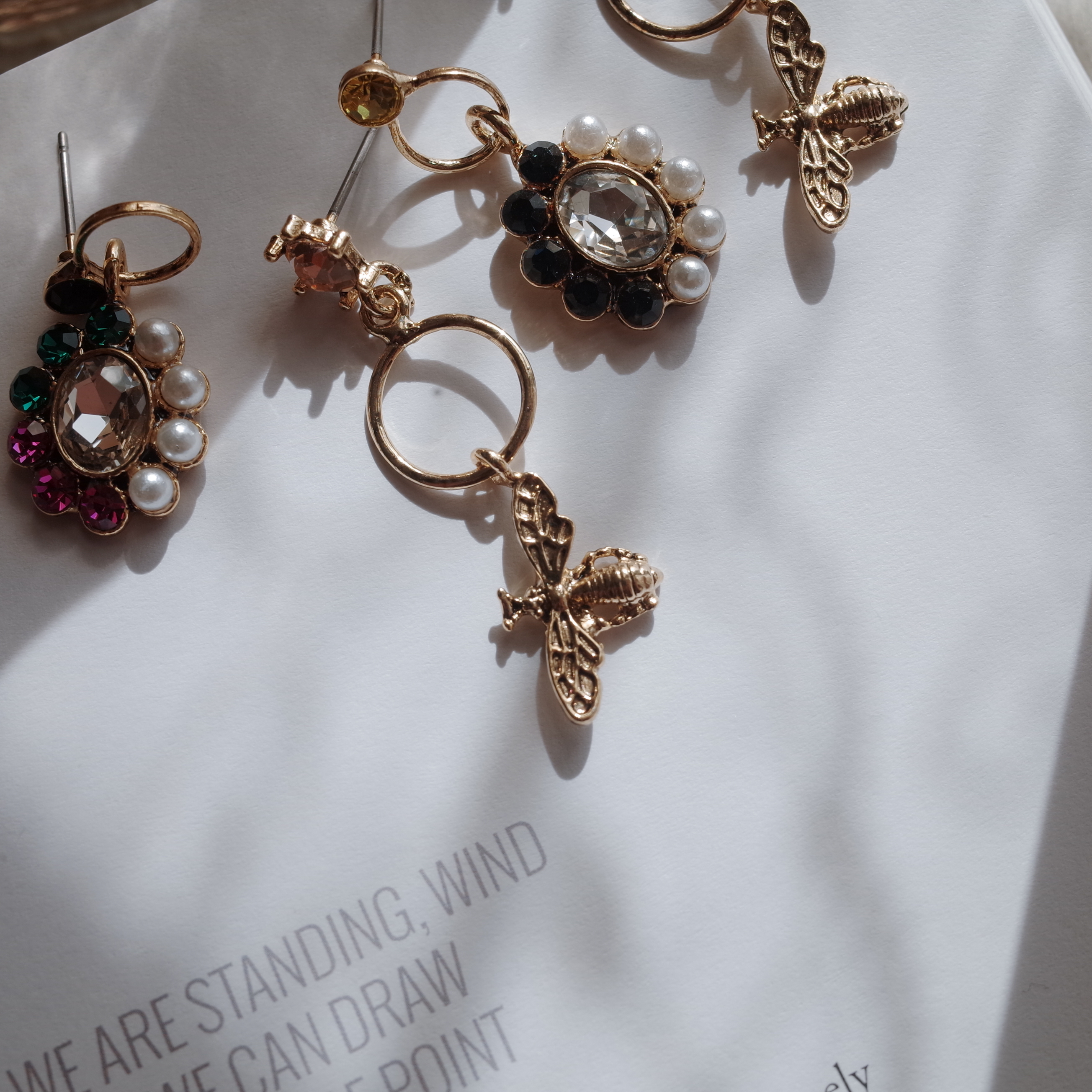 BEE bee flower petite drop earrings handmade styli