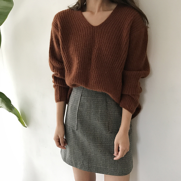 grow wool check pockets mini skirt cute and sporty