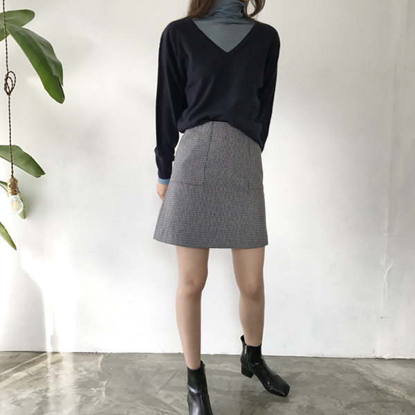 grow wool check pockets mini skirt cute and sporty