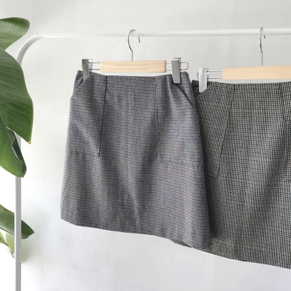 grow wool check pockets mini skirt cute and sporty