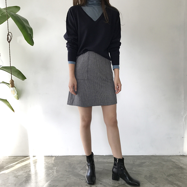 grow wool check pockets mini skirt cute and sporty