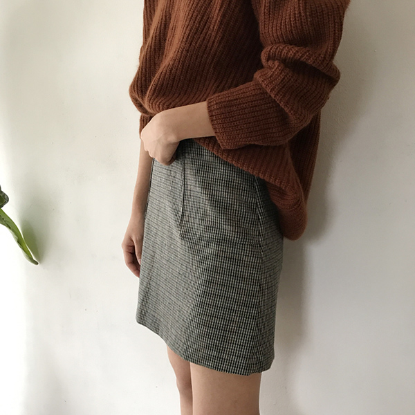 grow wool check pockets mini skirt cute and sporty