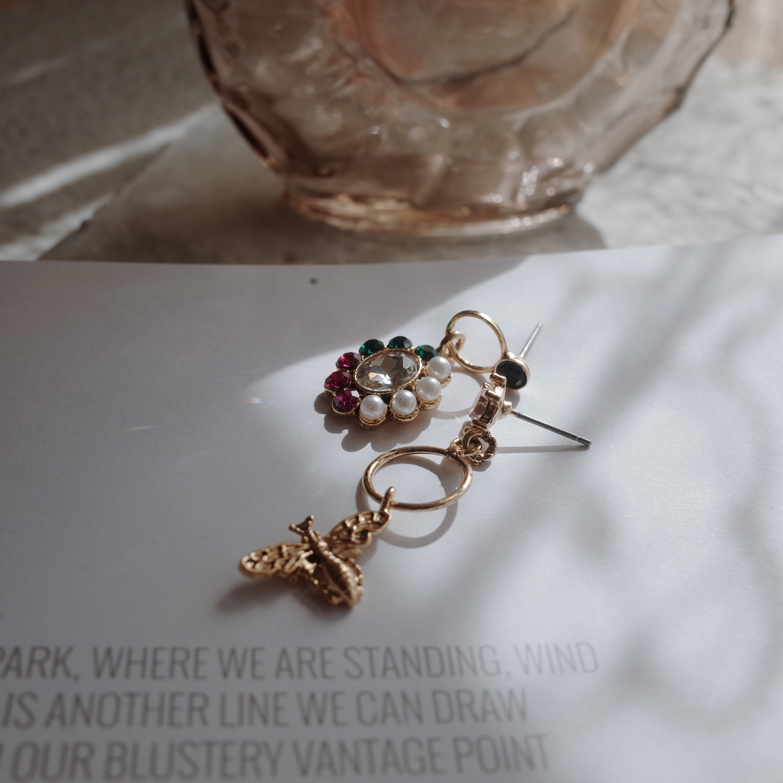 BEE bee flower petite drop earrings handmade styli