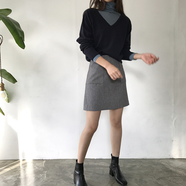 grow wool check pockets mini skirt cute and sporty