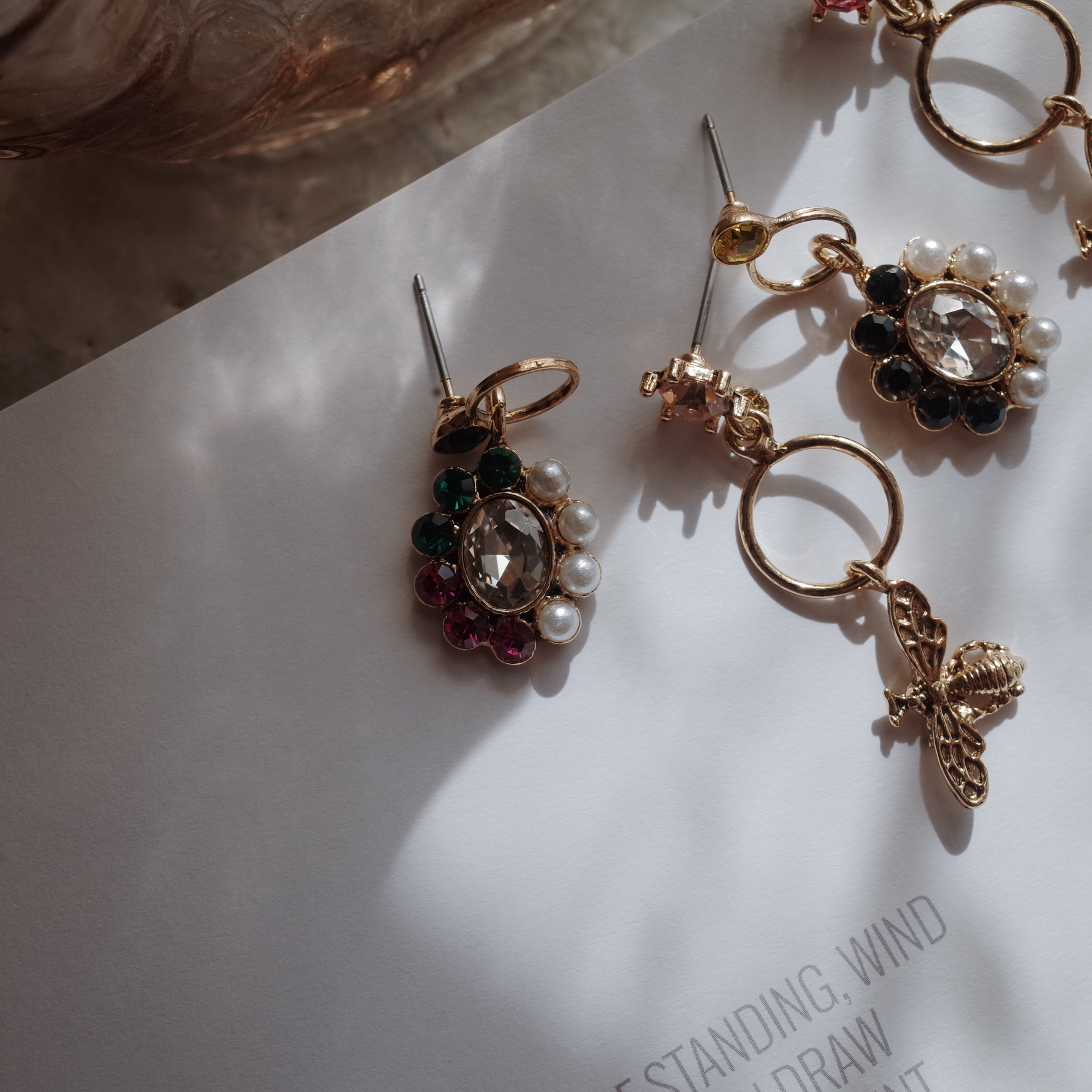 BEE bee flower petite drop earrings handmade styli