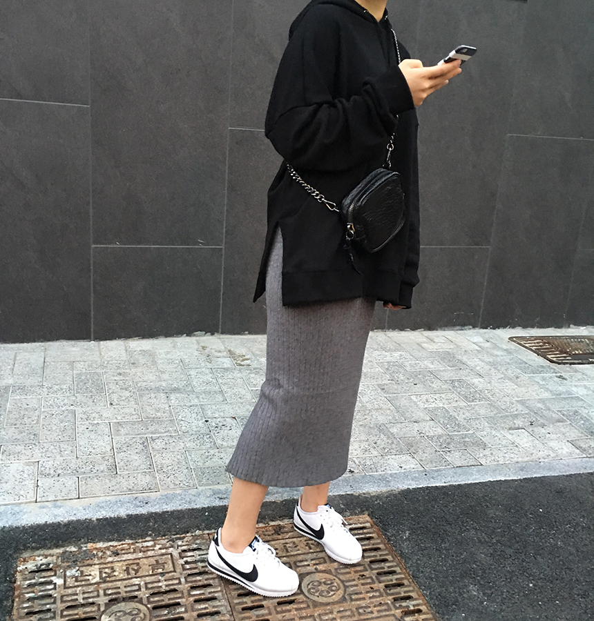 Ip Golij knit top skirt black, gray 2col woman'