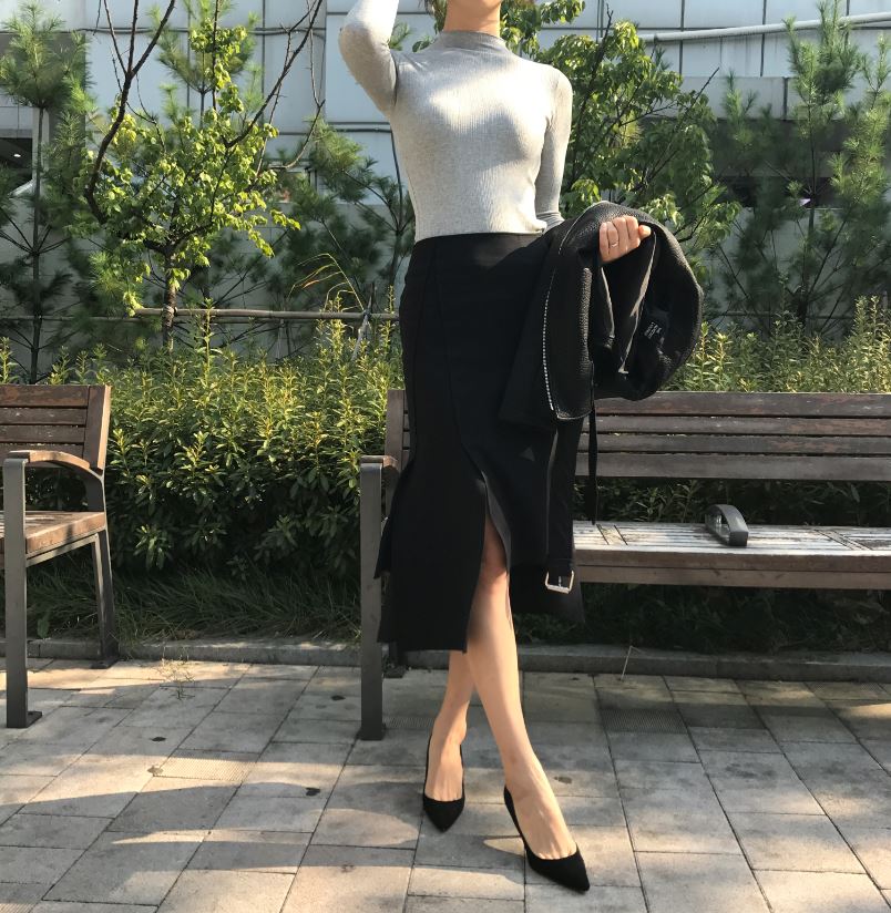 Cutting mermaid long skirt 3color unconventional g