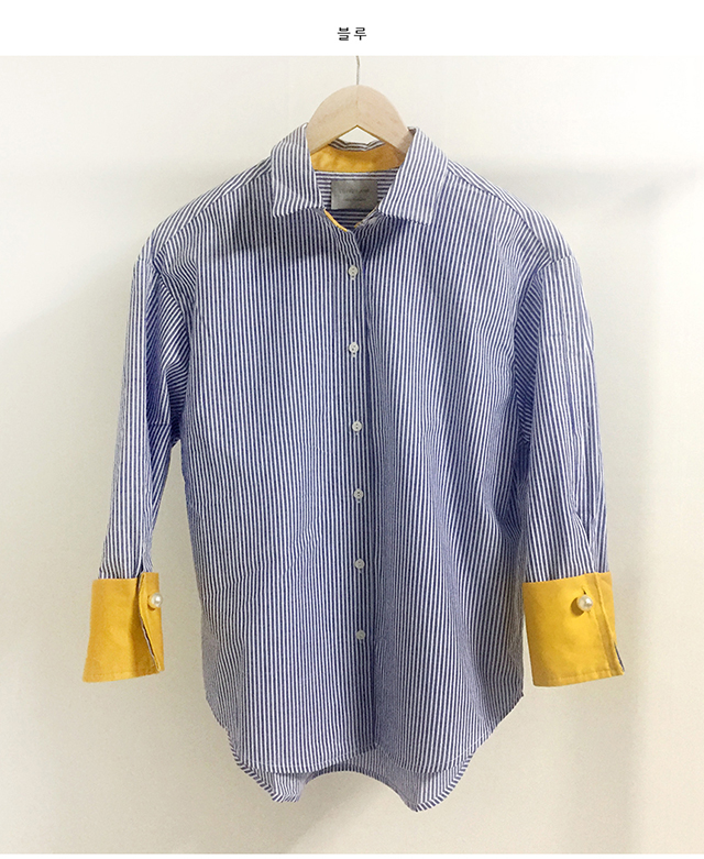 Retail Color Striped Shirt Blue Fall Blouse Office