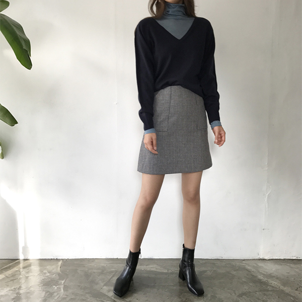 grow wool check pockets mini skirt cute and sporty