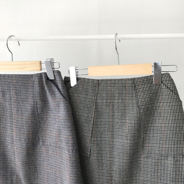grow wool check pockets mini skirt cute and sporty
