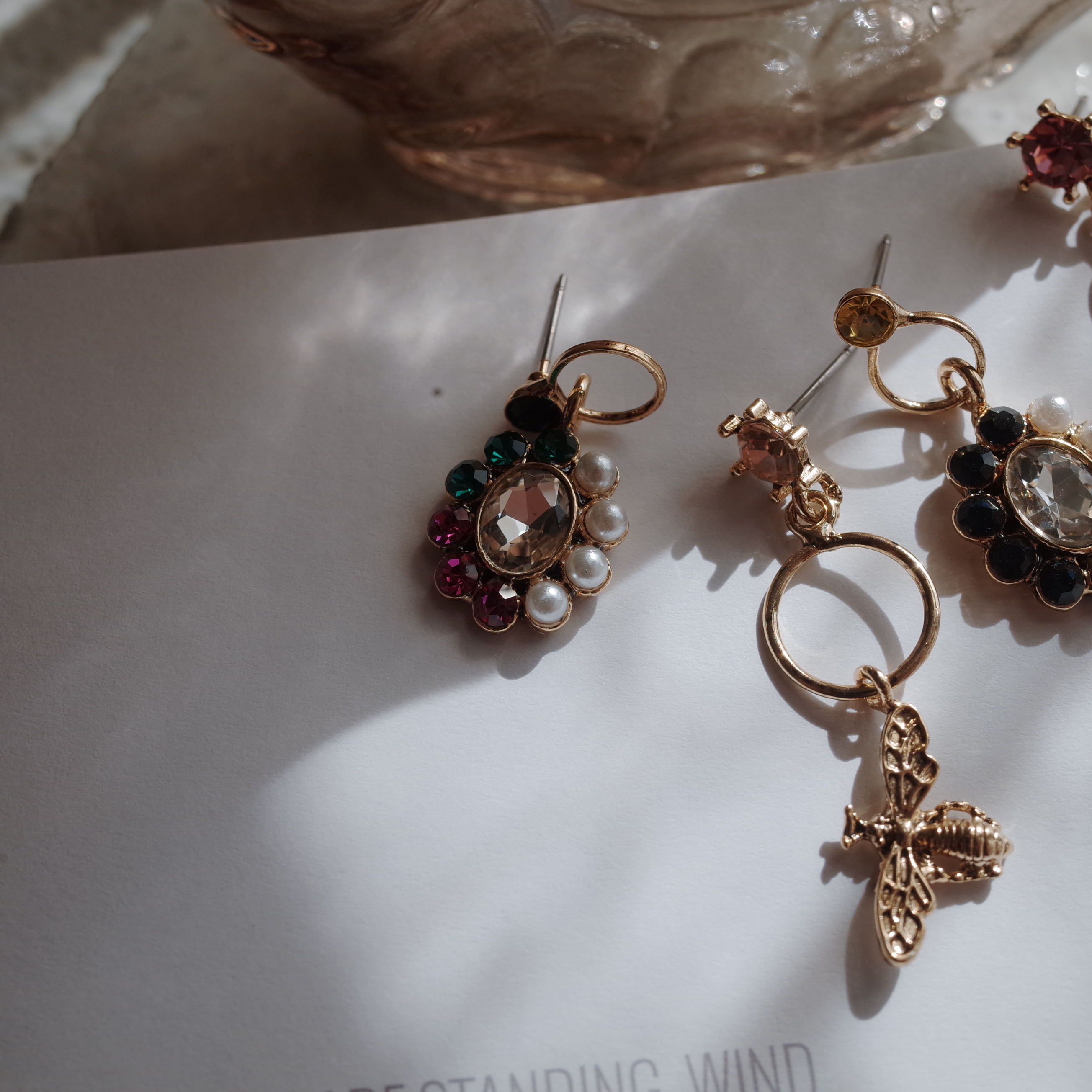 BEE bee flower petite drop earrings handmade styli