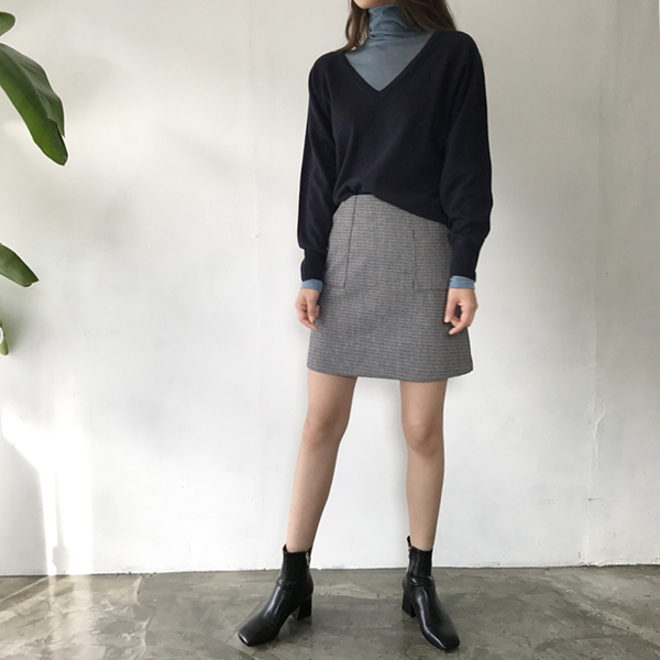 grow wool check pockets mini skirt cute and sporty