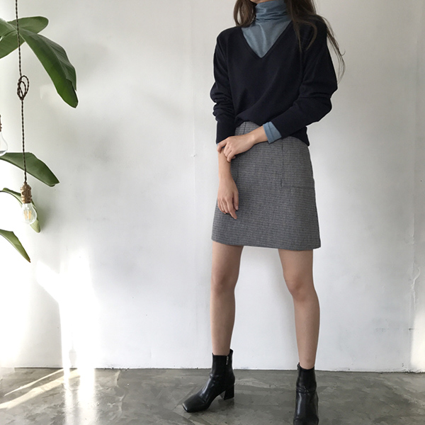 grow wool check pockets mini skirt cute and sporty